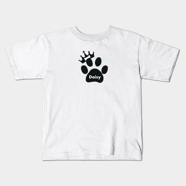 Daisy name made of hand drawn paw prints Kids T-Shirt by GULSENGUNEL